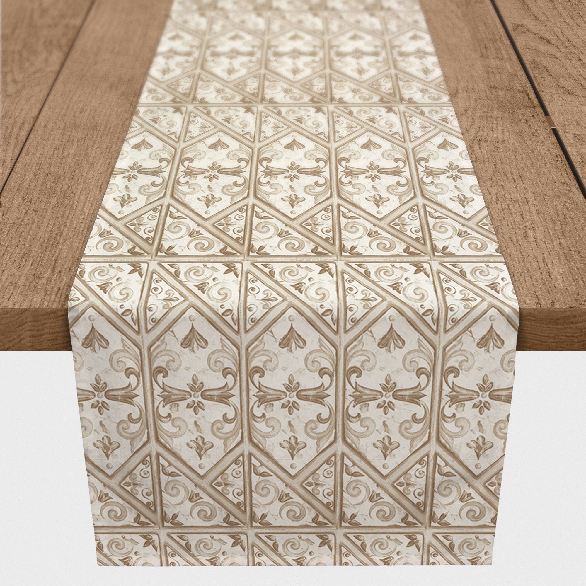 90" Regal Cream Pattern Cotton Twill Runner